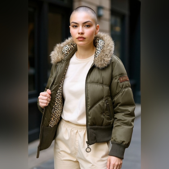 Brown Fur-Trimmed Women's Jacket - Picture 1 of 9